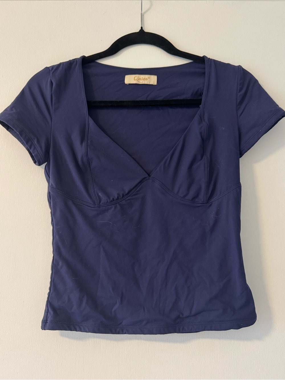 Deep Navy Short Sleeve V-Neck Women’s Top by Chaser
